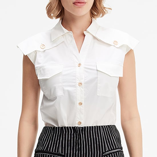 Mouwloos shirt met flappen op schouders - Image 4
