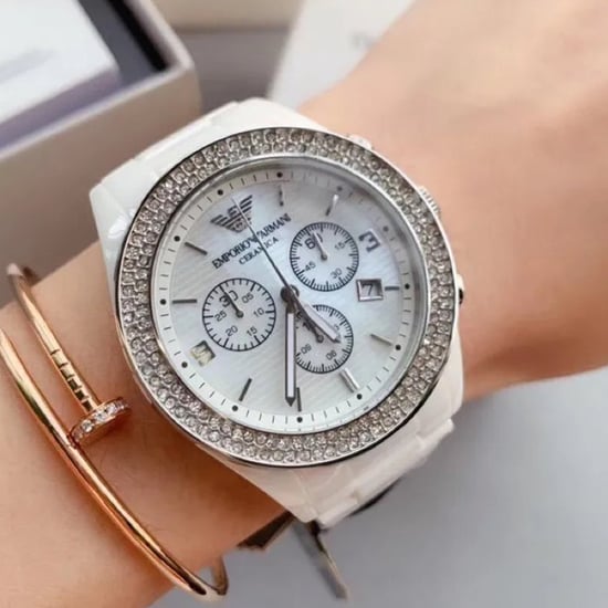 Emporio Armani AR1456 Ceramica Kristal Wit Dames Horloge - Image 4