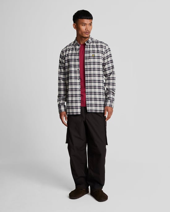 Lyle & Scott geruit flanel marineblauw shirt met lange mouwen - Image 2