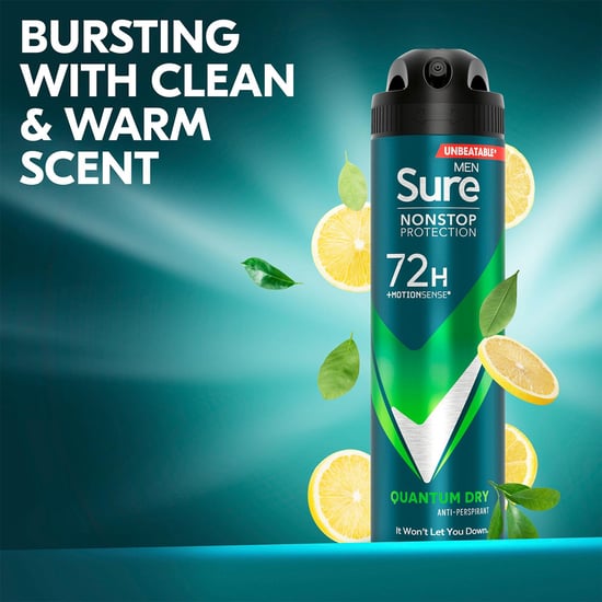 Sure Men Nonstop Protection 72H Anti-Perspirant Deodorant Quantum Dry 150ml, 6pk