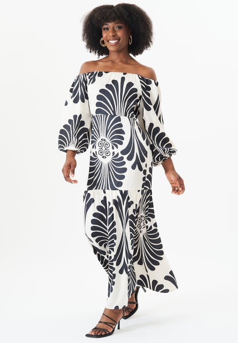 Bardot Mono Print Maxi-jurk - Image 3
