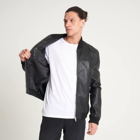 Barneys Originals Fine-Milled Leather Bomber Jacket