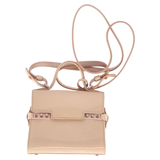 Delvaux Tempete Micro Bag in Beige Patent Leather - Image 1