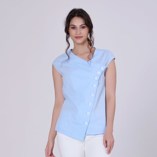Geplooide asymmetrische top met dubbele borst - Image 2