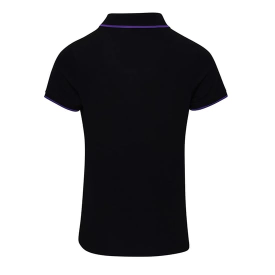 Premier Dames/Dames Coolchecker Contrast Piqué Poloshirt (Zwart/Paars) - Image 2