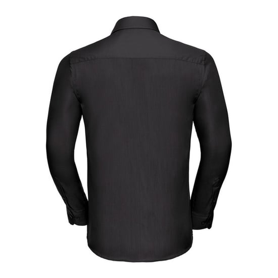 Russell Collection Mens Poplin Tailored Long-Sleeved Shirt (Black)