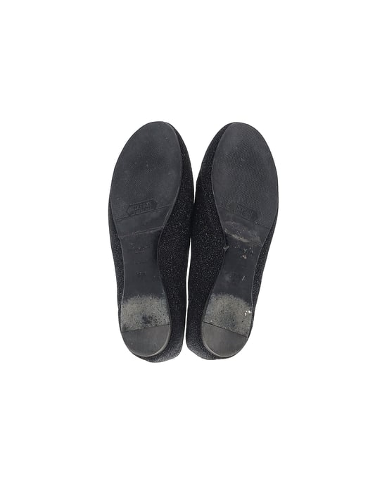 Saint Laurent Shimmering Flats in Black Glitter - Image 5