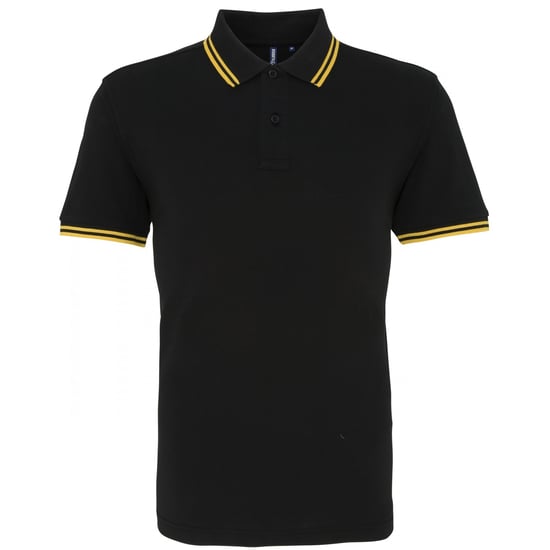 Asquith & Fox Heren Klassiek Fit getipt Poloshirt (ZWART/GEEL) - Image 1