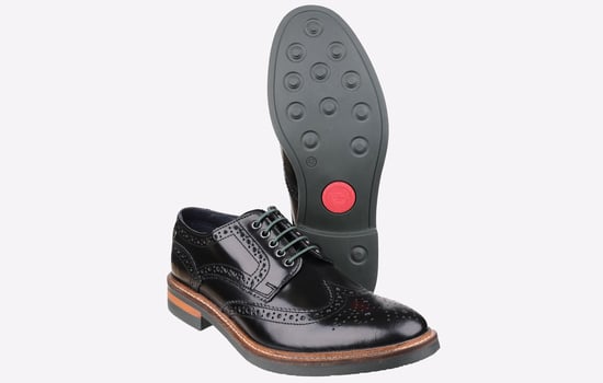 Base London Woburn Leren Heren Zwarte Brogues Schoenen - Image 4