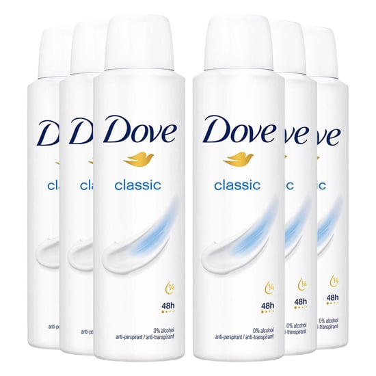 Dove Classic Anti-Perspirant with 48H Sweat Protection Deo for Women 150ml, 6pk - Image 1
