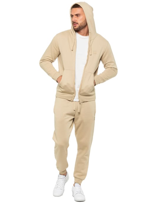 Enzo | Mens Zip Hoodie Tracksuit Set - Stone