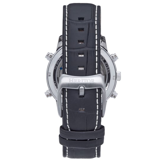 Heritor Automatic Wilhelm Semi-Skeleton Leather-Band Watch w/Day/Date