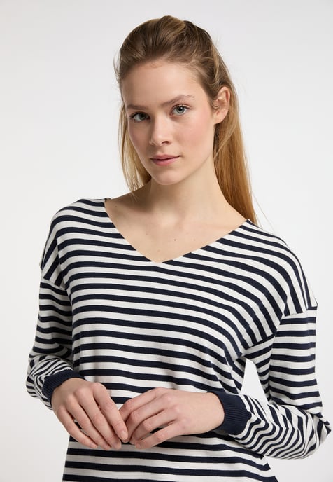 Dreimaster Gebreide trui takelage Dames marine wol wit - Image 5