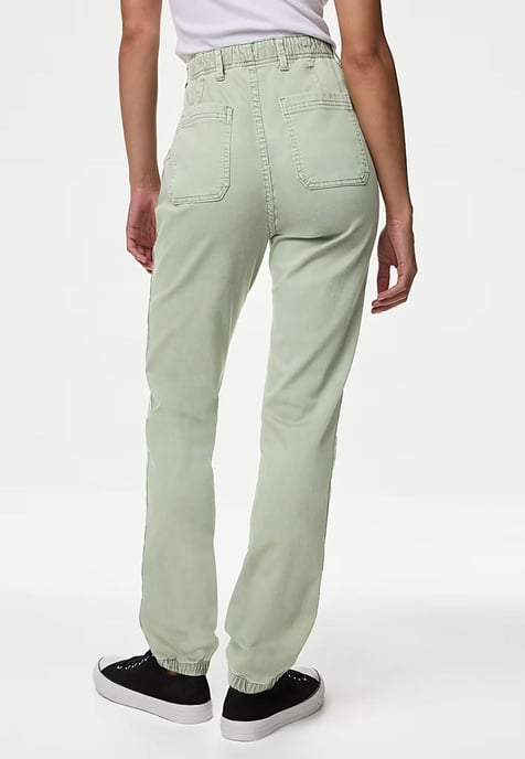 M&S Collection Dames Katoenmix Slim Fit Enkel Grazer Joggers Olijf - Image 2