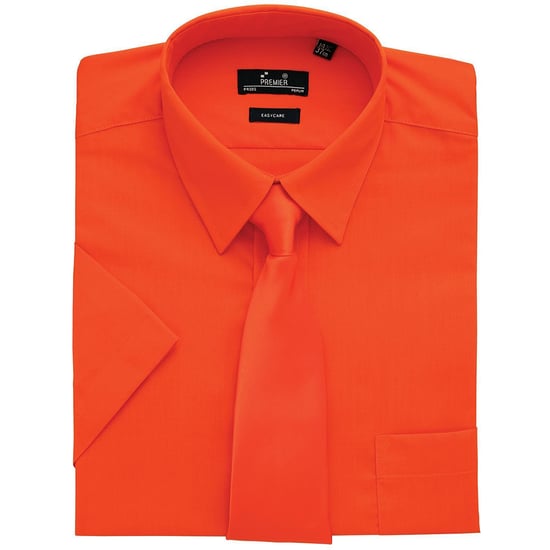 Premier Heren Korte Mouw Formele Poplin Gewoon Werk Shirt (Oranje) - Image 2