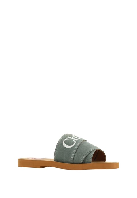 Chloe Women's Forest Green Cotton Slides Woody Sandals