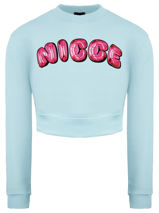 Nicce Long Sleeve Light Blue Womens Caddel Cropped Sweatshirt 211 2 03 01 0315