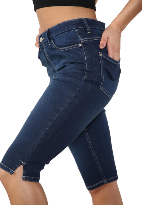 MYT Magic Shaping denim short met hoge taille voor dames, blauw - Image 3