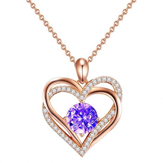 Necklace with pendant sterling silver rose gold embellished with swarovski crystals® violet zirconia Rafaela Donata - Image 1