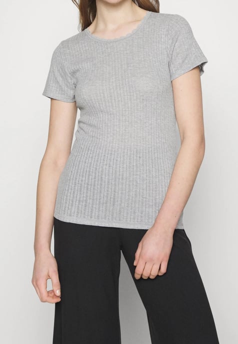 Dames 2-pack Thermische Pointelle Korte Mouw Tops in Grijs/Zwart - Image 4