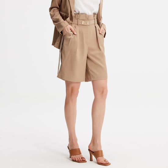 Geplooide bermuda met hoge taille - Image 2
