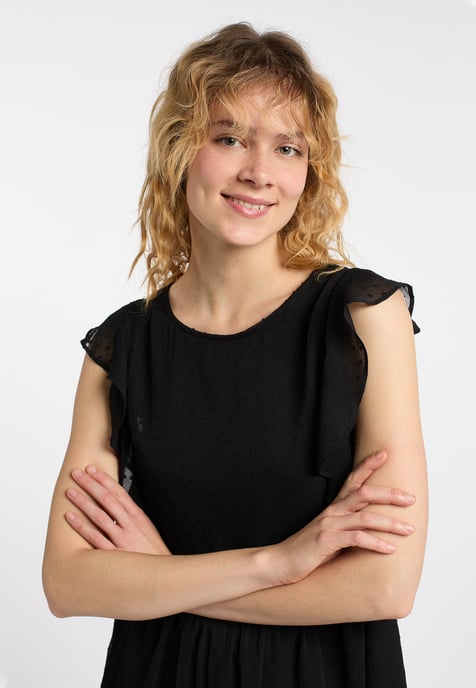 Dreimaster midi-jurk met ruches Dames zwart - Image 5
