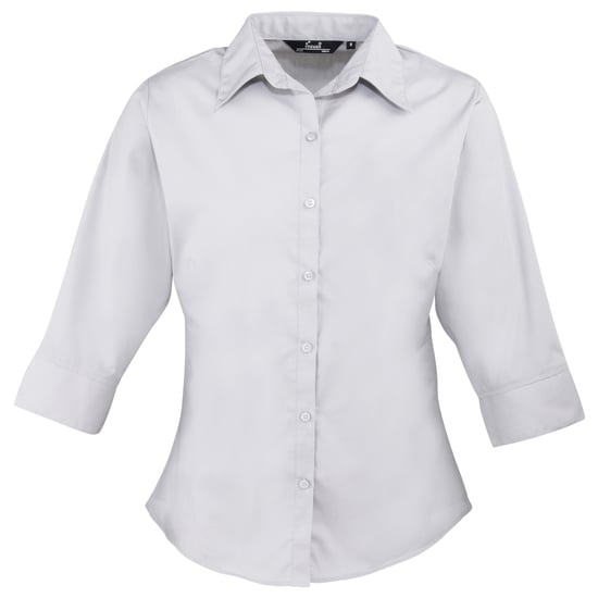 Premier Dames/Dames Popeline 3/4 Mouwen Blouse (Zilver) - Image 1