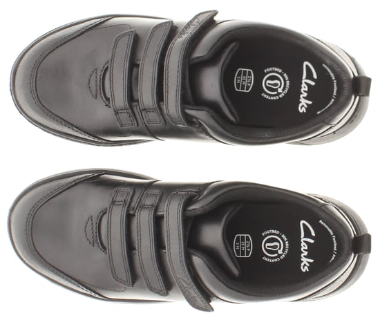 Clarks Boys School Shoes Trainers Scape Sky Leather Lace Up black