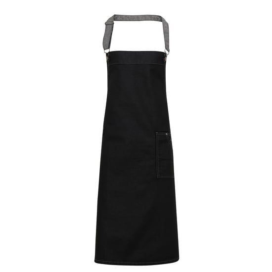 Premier Unisex Adults District Waxed Look Denim Bib Apron (Black Denim)