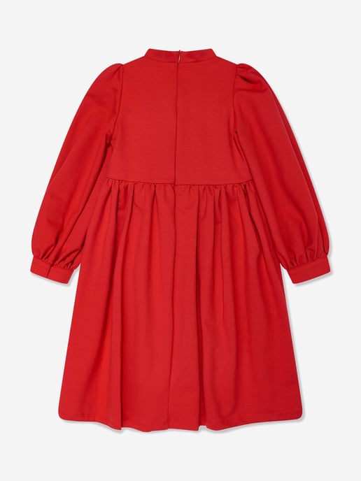 Mama Luma Girls Pleated Bow Dress in Red