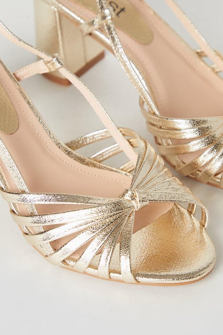 Trixie Lattice Detail Slingback High Block Heeled Sandals