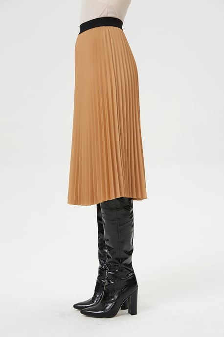 Geplooide rok en contrasterende elastische taille - Image 4