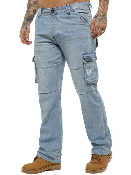 Enzo | heren Cargo Combat Jeans - Lichtblauw - Image 1