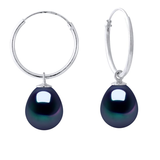 Oorbellen van zilver 925, rhodium geplateerd met echte zoetwaterparels van 8-9 mm - Image 1