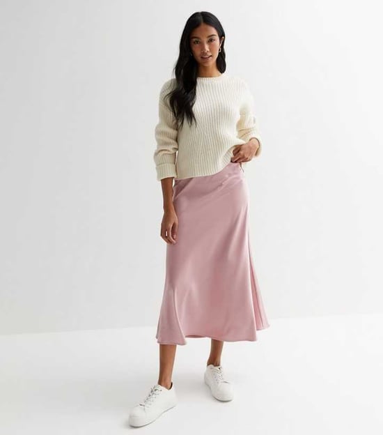 Satin Bias Cut Midi Skirt