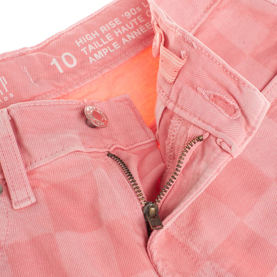 Straight jeans with checkered pattern 484105 girls