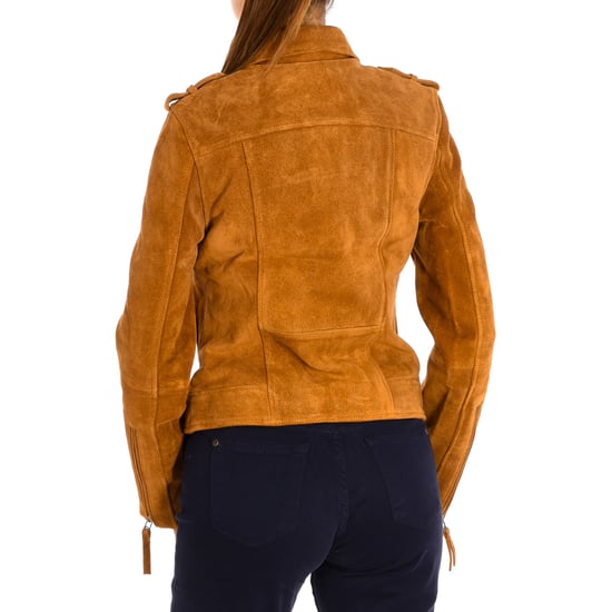 Women's short long sleeve leather jacket 9066