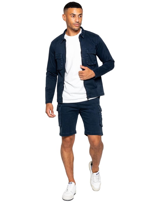 Enzo | Heren Cargo Trainingspak Met Korte Broek Set - Navy - Image 1