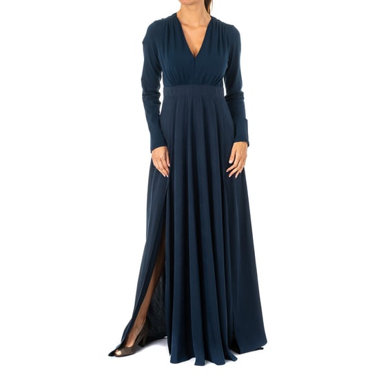 Women's long sleeve V-neck long dress KWD005