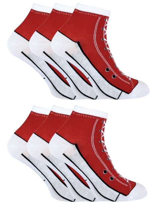 6 paar sneakersokken die op schoenen lijken - Rood - Image 1