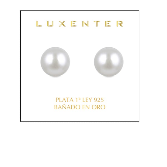 Luxenter Sterling zilveren 925 oorbellen met witte parel afgewerkt in 18K geelgoud - Basic - Image 2