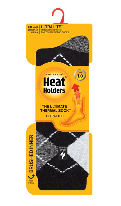 Heat Holders Dames Ultra Lite thermo geklede sokken - Zwart / Grijs (Valletta) - Image 2