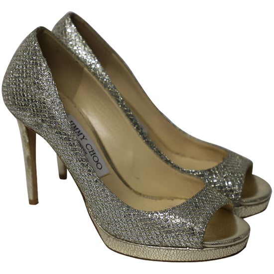 Jimmy Choo Metallic Luna Open Toe Pumps in Goud Leer - Image 3