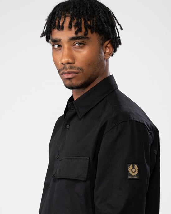 Men's Belstaff Garment Dye Cotton Scale Shirt in Black - Image 2