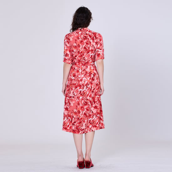 Classic shirt dress with abstract print