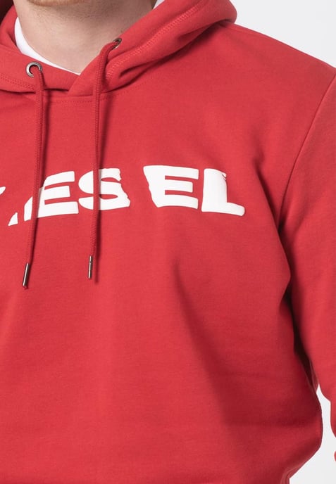 Diesel S Agnes BRO Heren Sweat Hoodie in Rood - Image 4