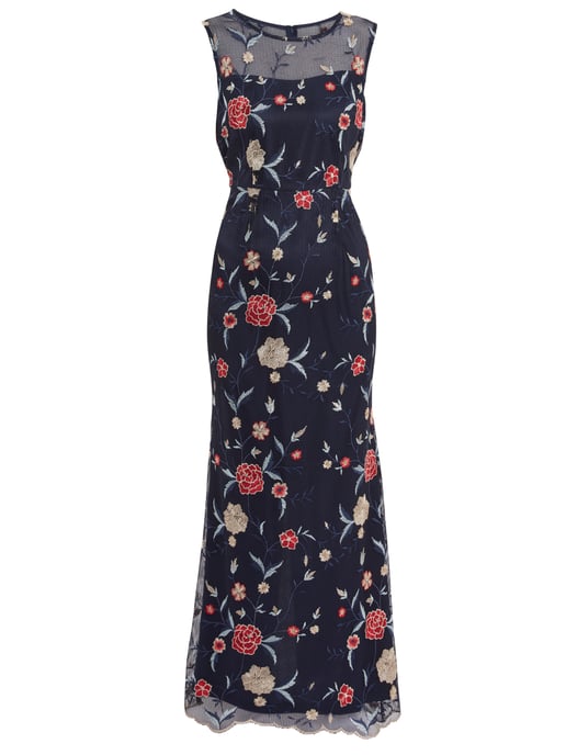 Raviva Embroidery  Net Maxi Dress