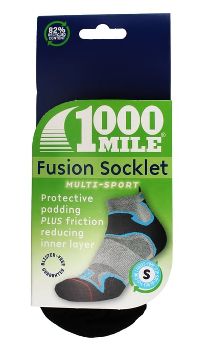 1000 Mile - Dames Fusion Enkel Repreve Anti-blaren Gevoerde Sokken - Zilver / Roze - Image 2