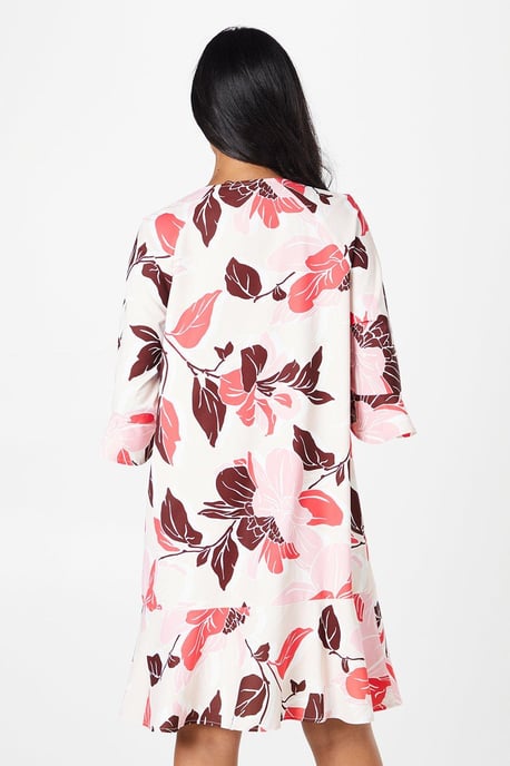Petite Floral Print Ruffle Hem Shift Dress