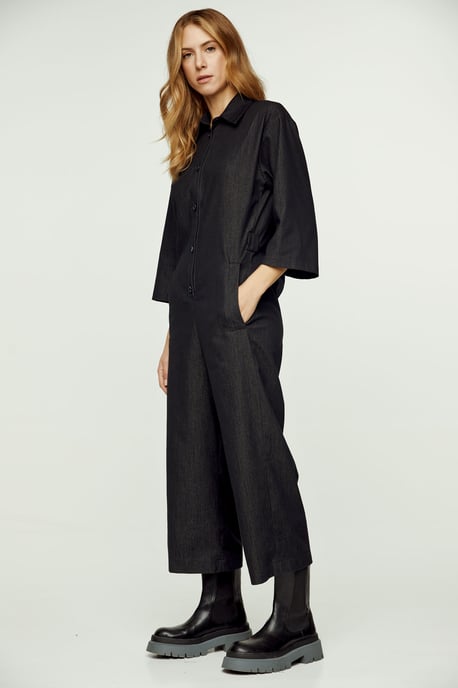 Dark Grey Denim Jumpsuit